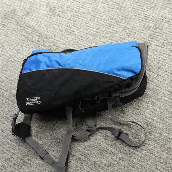 Outward Hound Doggy Backpack Daypack Hiking Medium/Large Blue/Black Like New - Picture 6 of 11